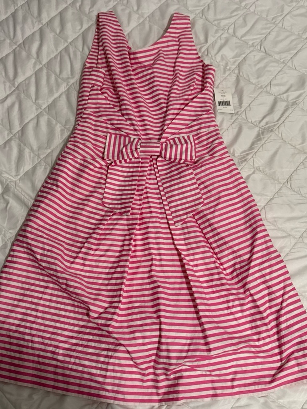 NWT Kate Spade Silver Screen Act Three Pink Stripe Bow Dress Size 6